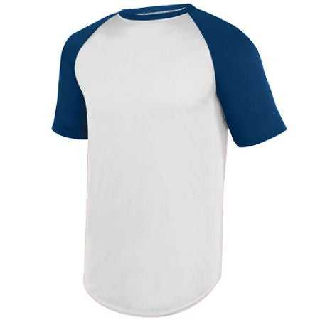 Augusta 1508 Wicking Short Sleeve Baseball Jersey - White Navy - HIT a Double