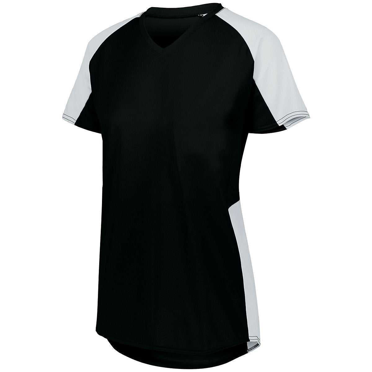 Augusta 1522 Ladies Cutter Jersey - Black White - HIT a Double