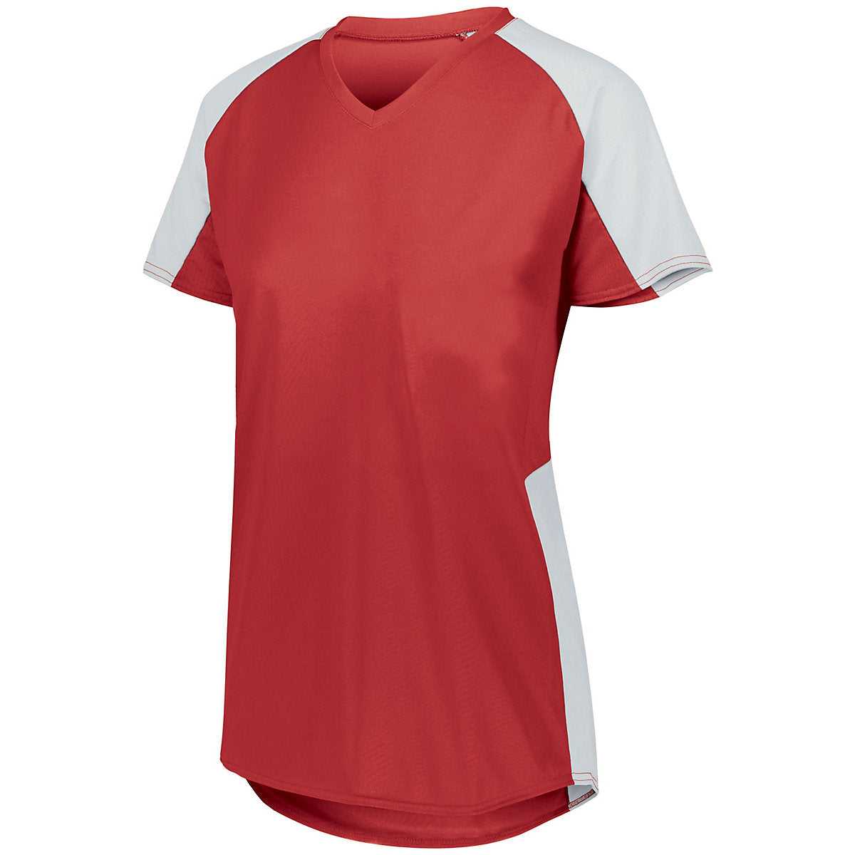 Augusta 1522 Ladies Cutter Jersey - Red White - HIT a Double