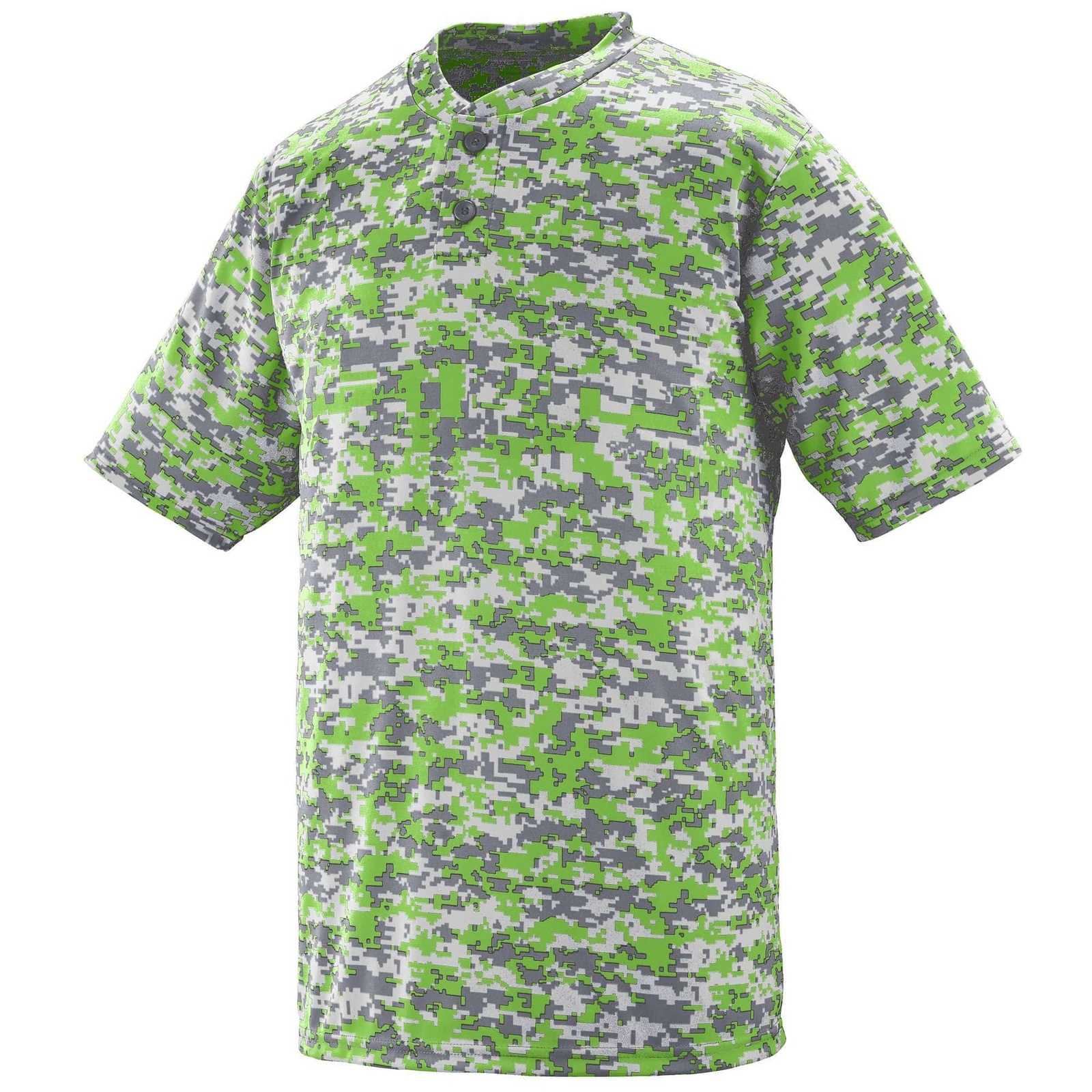 Augusta 1555 Digi Camo Wicking Two-Button Jersey - Lime Digi - HIT a Double