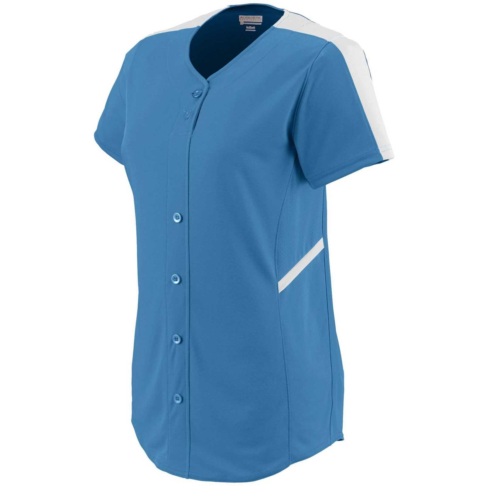 Augusta 1654 Ladies Closer Jersey - Columbia Blue White - HIT a Double