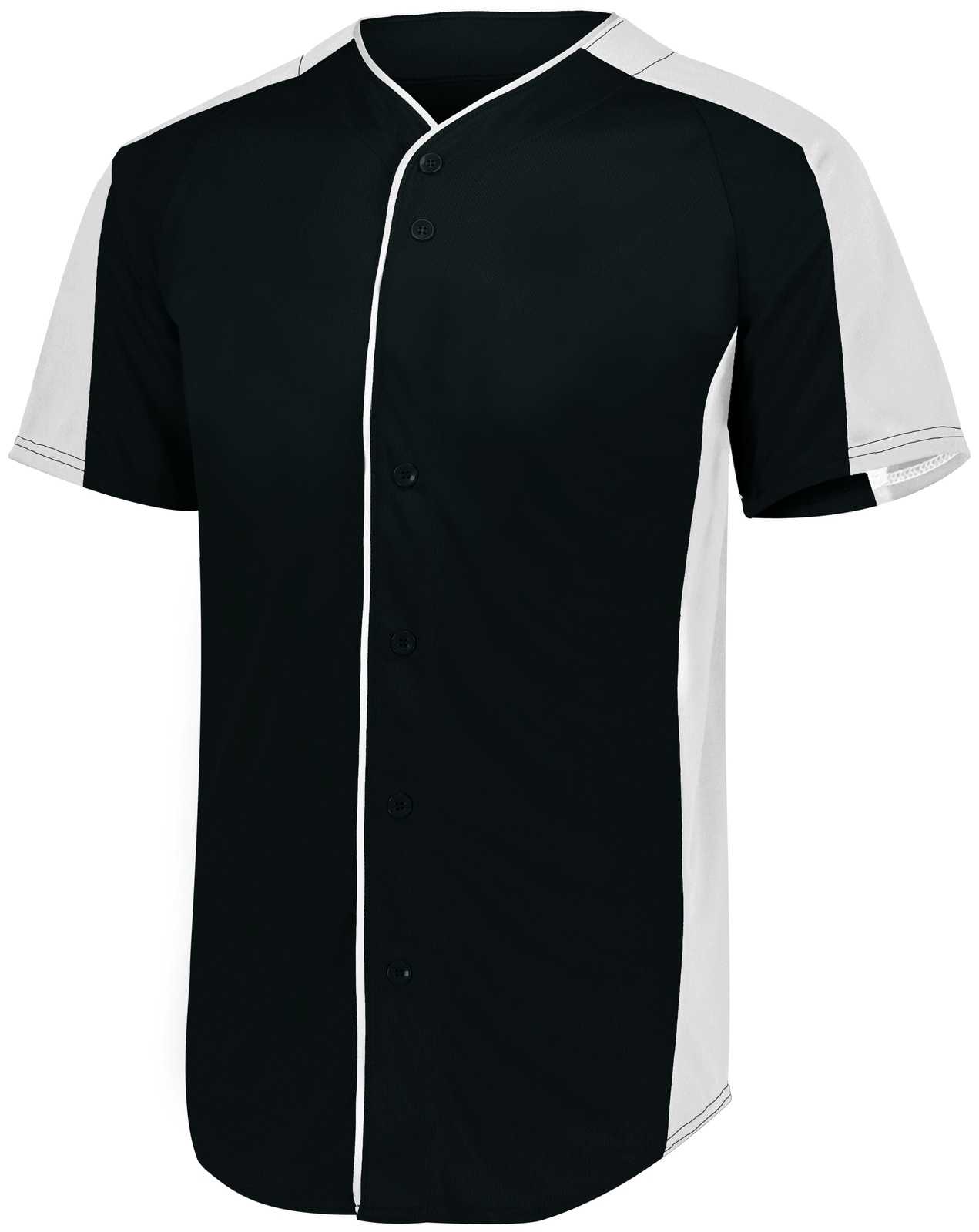 Augusta 1656 Youth Full-Button Baseball Jersey - Black White - HIT a Double
