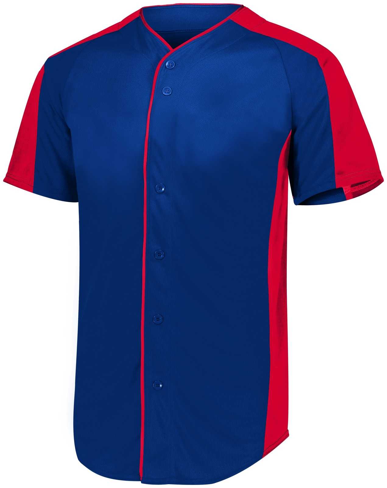 Augusta 1656 Youth Full-Button Baseball Jersey - Navy Red - HIT a Double