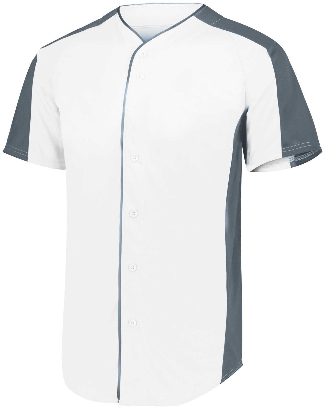 Augusta 1656 Youth Full-Button Baseball Jersey - White Graphite - HIT a Double