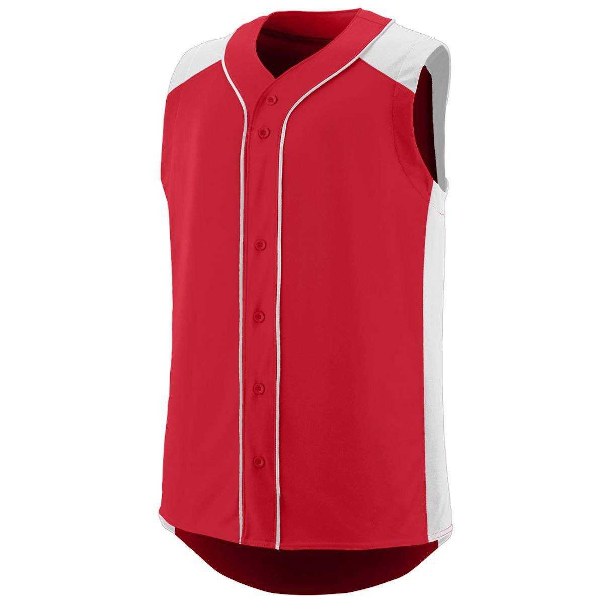 Augusta 1662 Sleeveless Slugger Jersey - Red White - HIT a Double