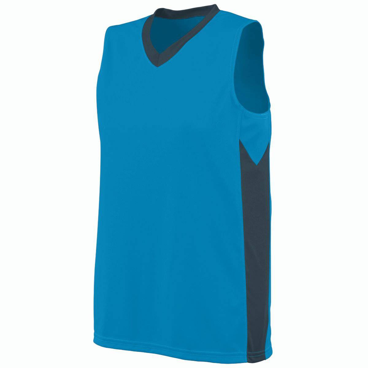Augusta 1714 Ladies Block Out Jersey - Blue Dark Gray - HIT a Double
