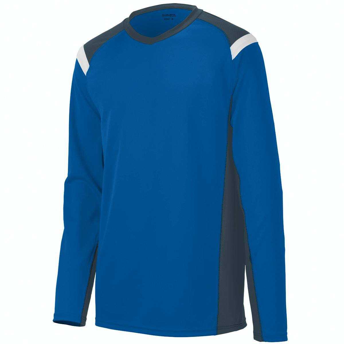 Augusta 2506 Oblique Long Sleeve Jersey - Royal Dark Gray White - HIT a Double