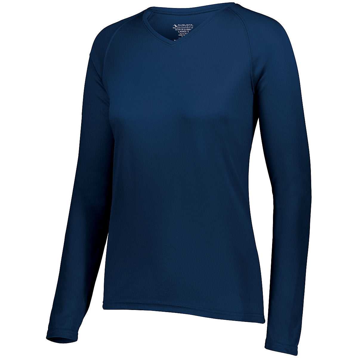 Augusta 2797 Ladies Attain Wicking Long Sleeve Shirt - Navy - HIT a Double