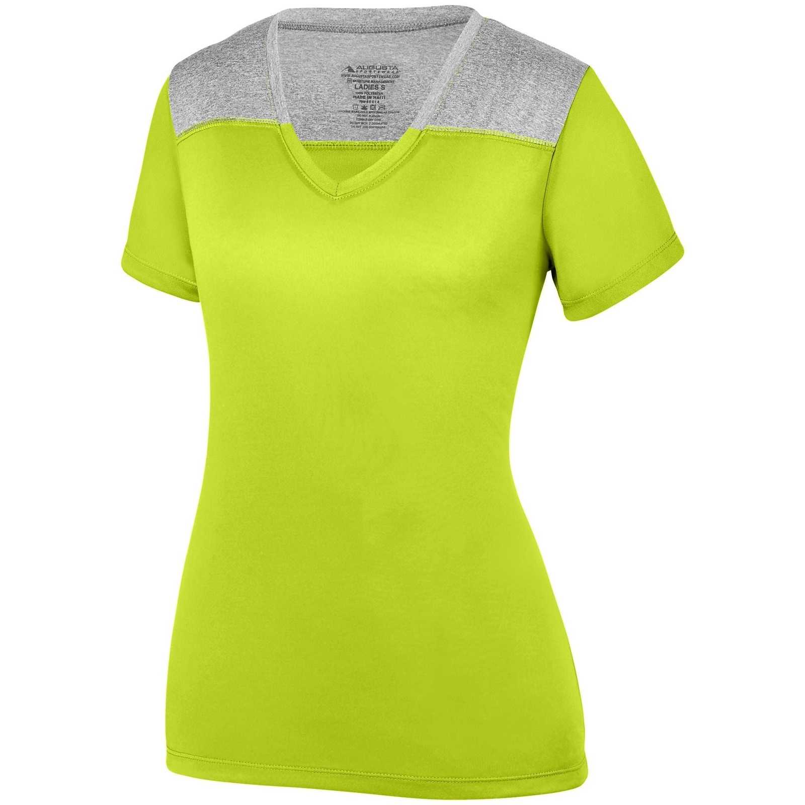 Augusta 3057 Ladies Challenge T-Shirt - Lime Graphite Heather - HIT a Double