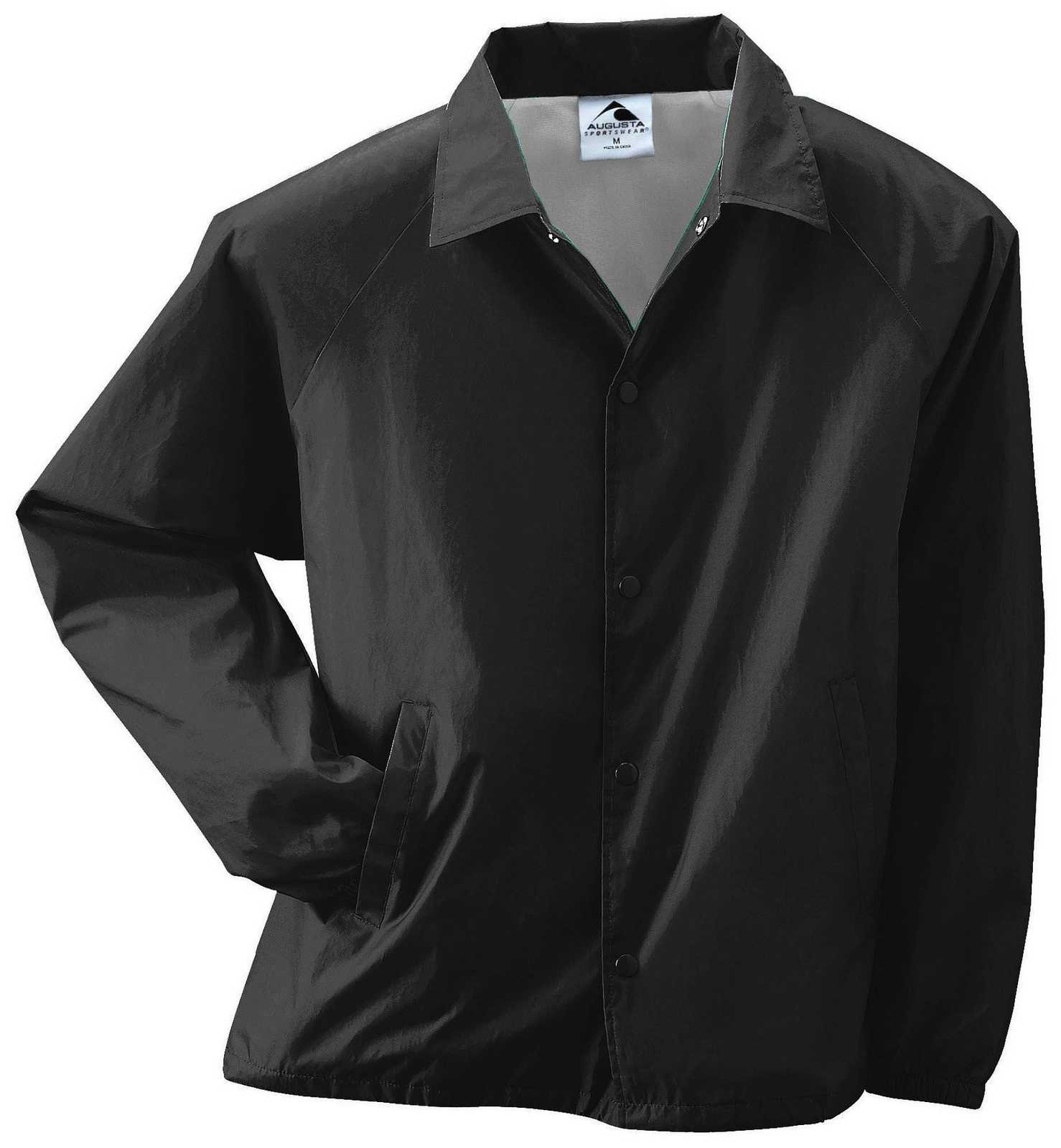 Augusta 3100 Nylon Coach's Jacket/Lined - Black - HIT a Double
