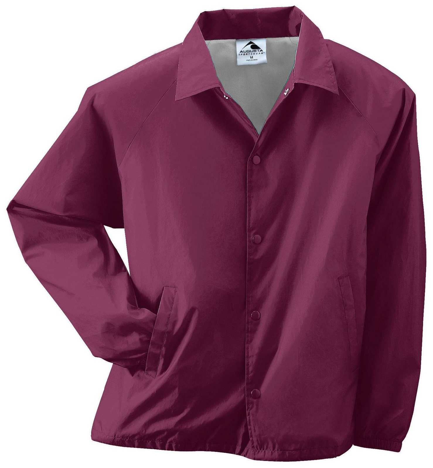 Augusta 3101 Youth Nylon Coach's Jacket/Lined - Maroon - HIT a Double