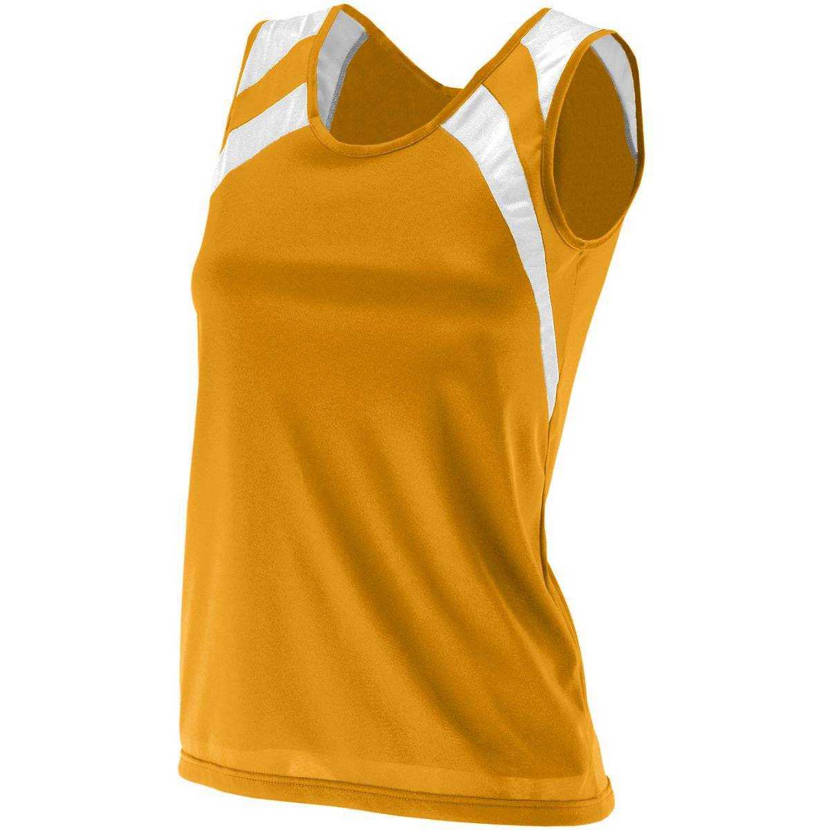 Augusta 313 Ladies Wicking Tank with Shoulder Insert - Gold White - HIT a Double