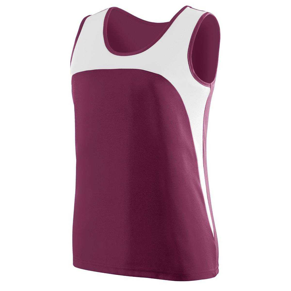 Augusta 342 Ladies Velocity Track Jersey - Maroon White - HIT a Double