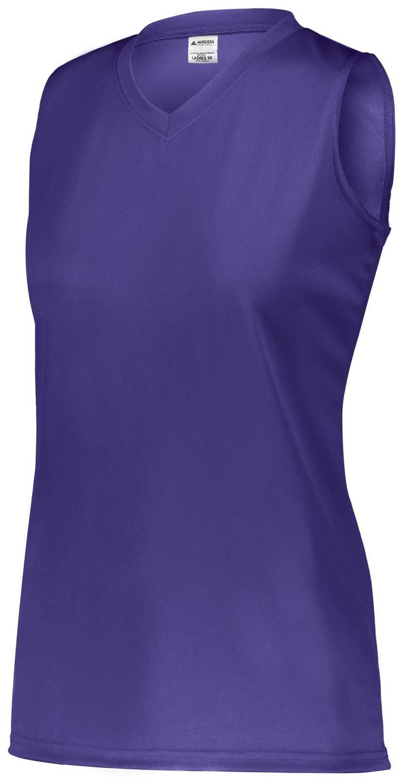 Augusta 4794 Ladies Attain Wicking Sleeveless Jersey - Purple Hlw - HIT a Double - 1