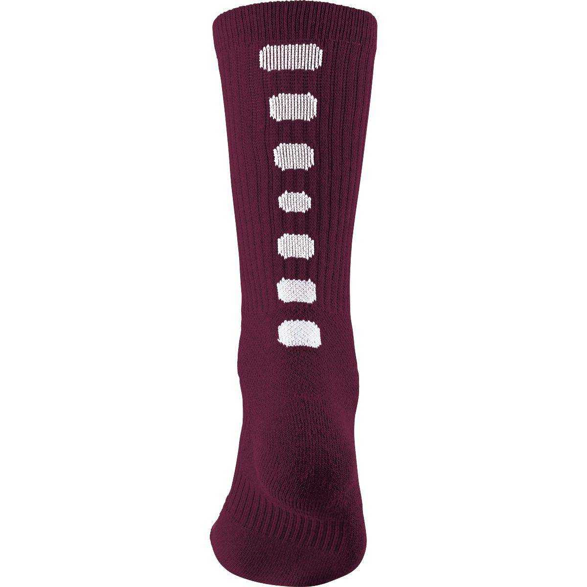 Augusta 6091 Color Block Crew Sock - Maroon White - HIT a Double