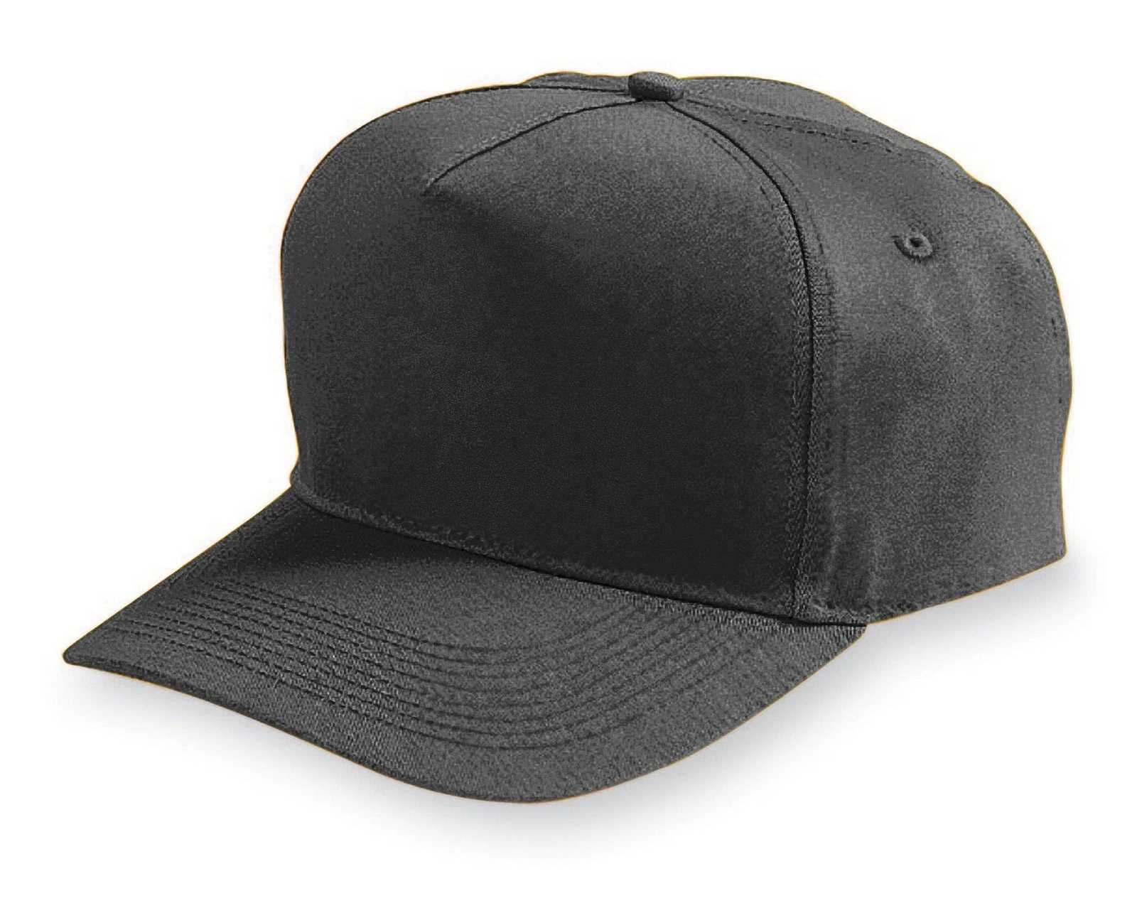 Augusta 6207 Five-Panel Cotton Twill Cap - Youth - Black - HIT a Double