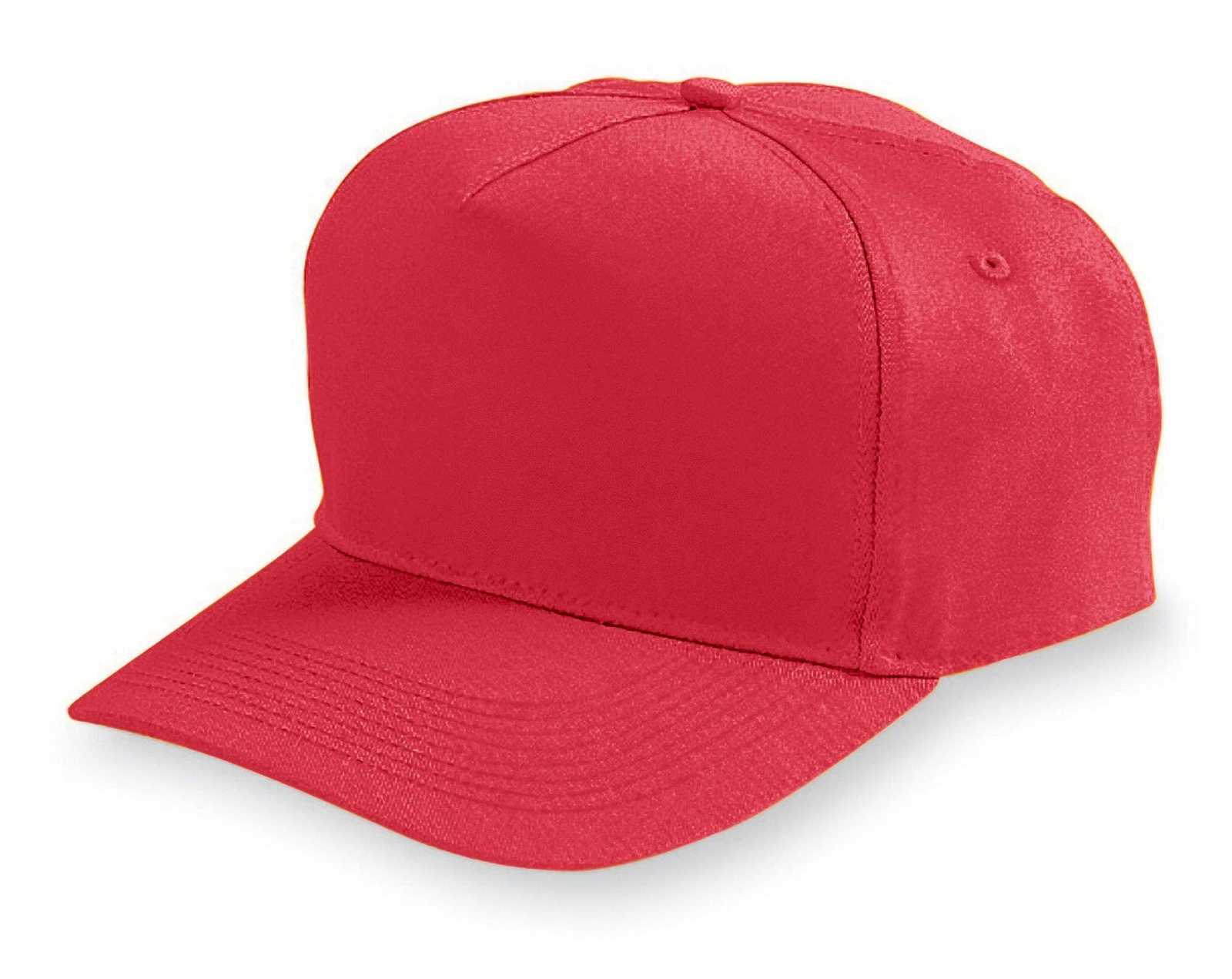 Augusta 6207 Five-Panel Cotton Twill Cap - Youth - Red - HIT a Double