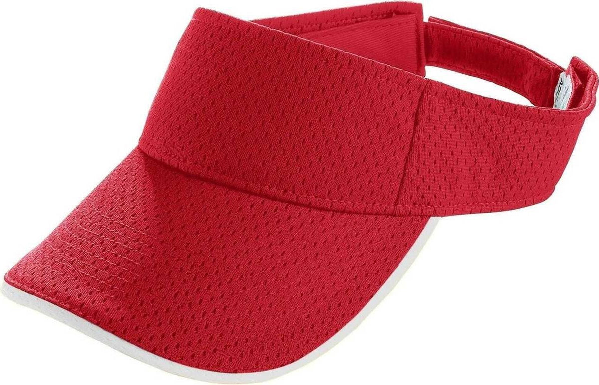 Augusta 6223 Athletic Mesh Two-Color Visor - Red White - HIT a Double