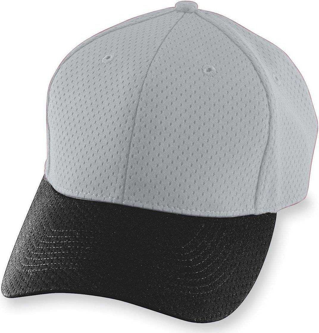 Augusta 6236 Athletic Mesh Cap - Youth - Silver Gray Black - HIT a Double