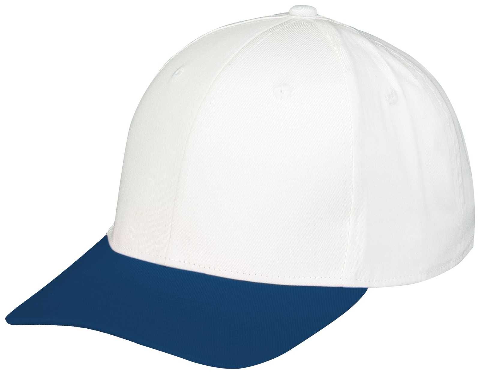 Augusta 6252 Youth Rally Cotton Twill Cap - White Navy - HIT a Double