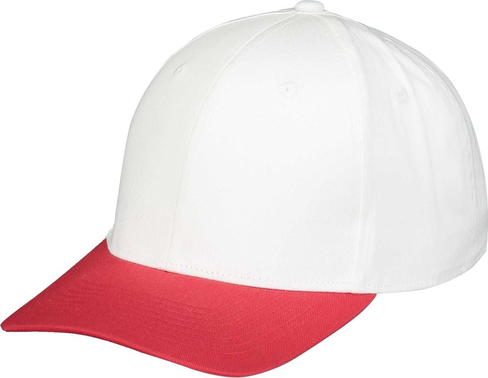 Augusta 6252 Youth Rally Cotton Twill Cap - White Scarlet - HIT a Double