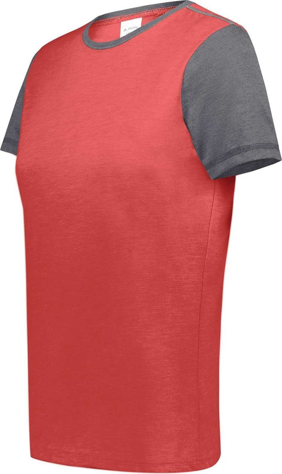 Augusta 6878 Ladies Gameday Vintage Ringer Tee - Scarlet Heather Carbon Heather - HIT a Double