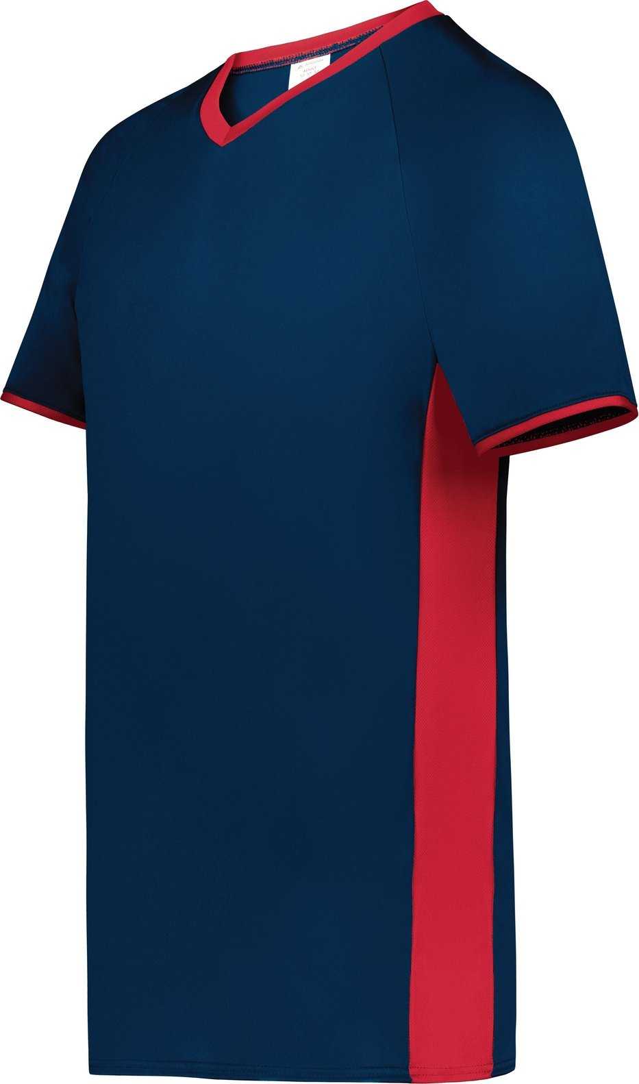 Augusta 6908 Youth Cutter+ V-Neck Jersey - Navy Scarlet - HIT a Double