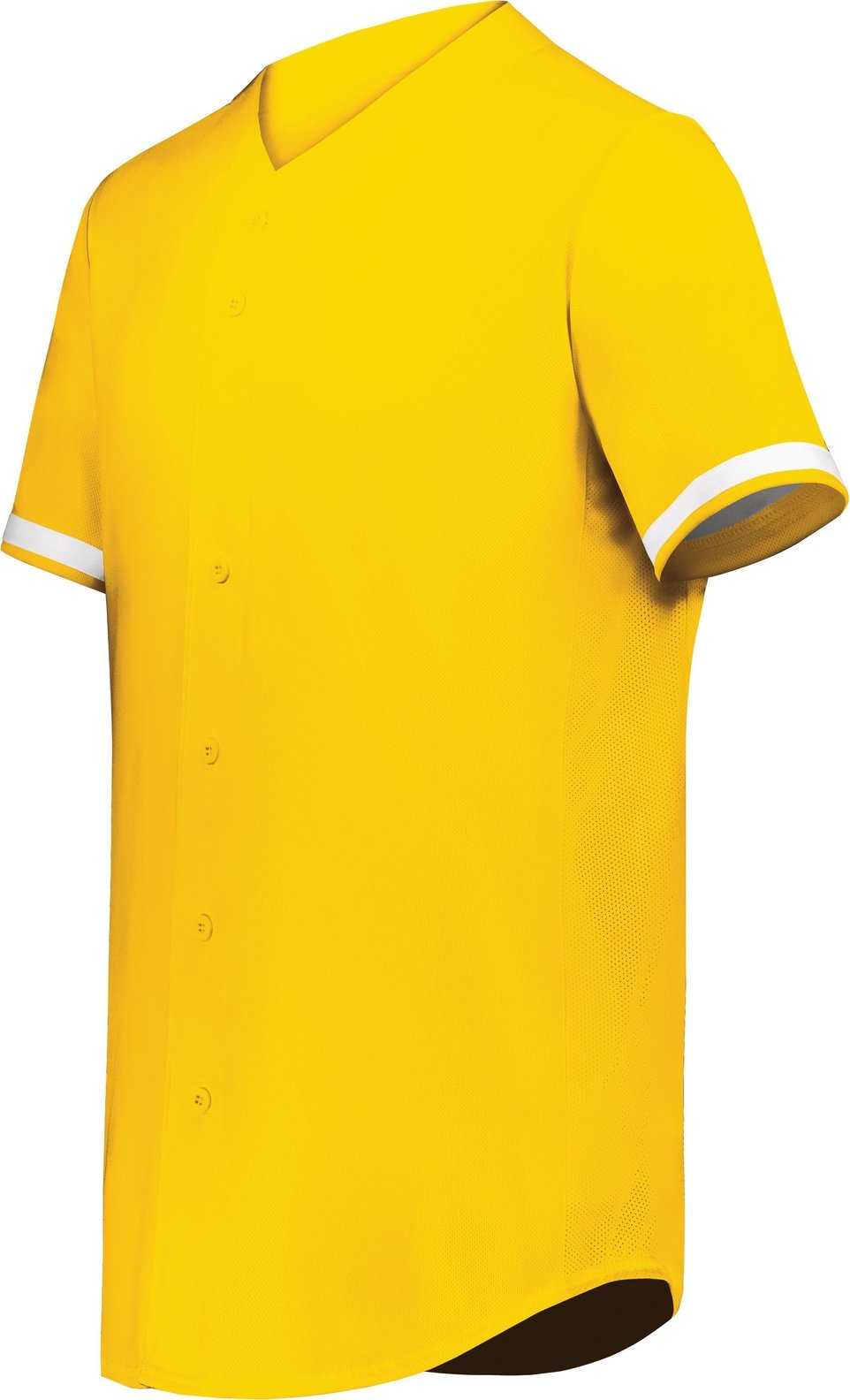 Augusta 6910 Youth Cutter+ Full Button Baseball Jersey - Gold White - HIT a Double