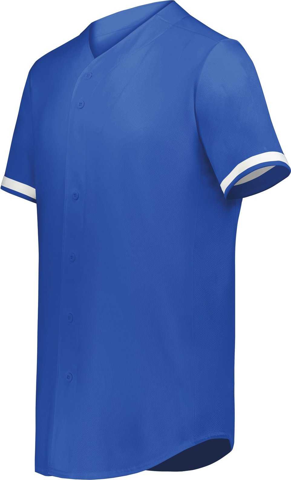 Augusta 6910 Youth Cutter+ Full Button Baseball Jersey - Royal White - HIT a Double