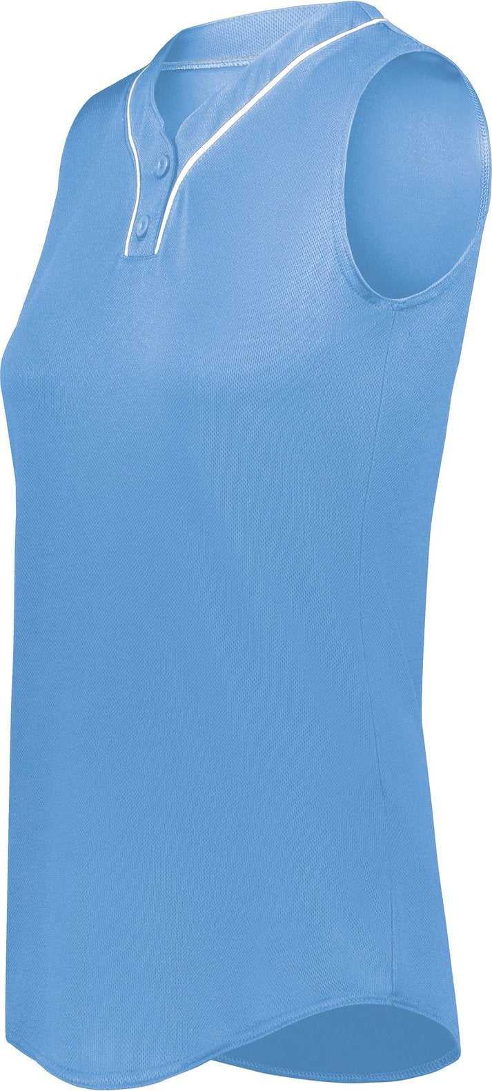 Augusta 6913 Ladies Cutter+ Sleeveless Jersey - Columbia Blue White - HIT a Double