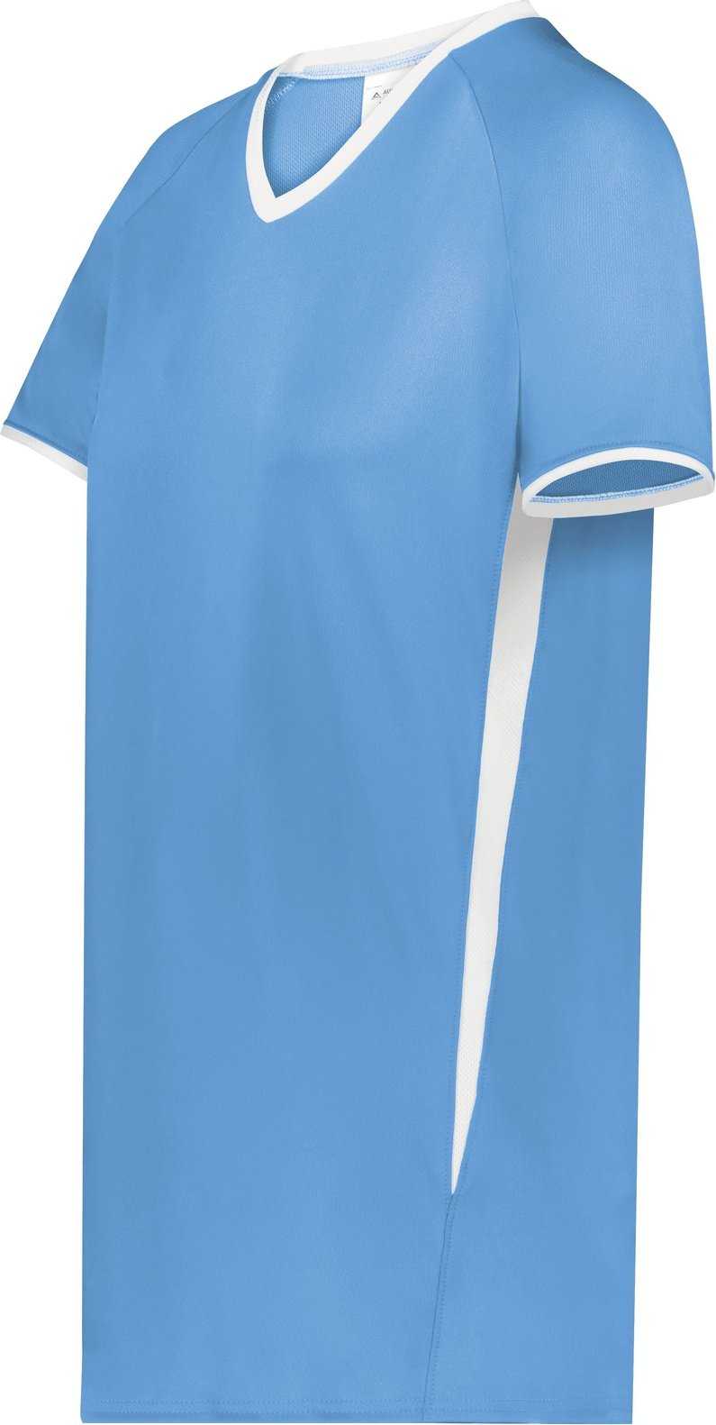 Augusta 6916 Girls Cutter+ V-Neck Jersey - Columbia Blue White - HIT a Double