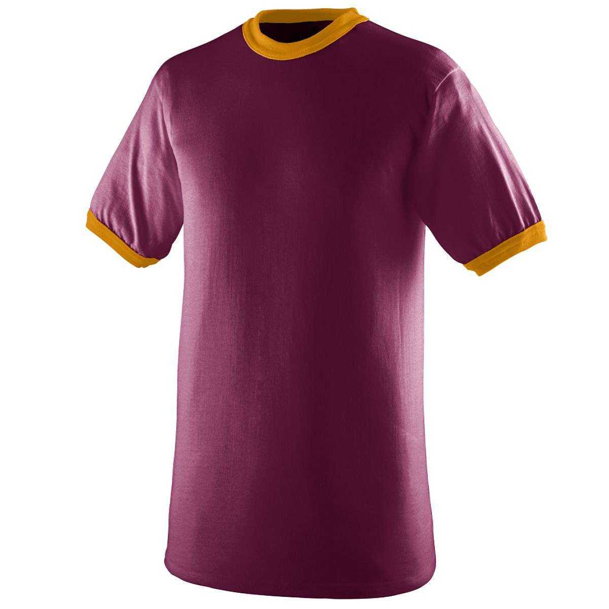 Augusta 710 Ringer T-Shirt - Maroon Gold - HIT a Double