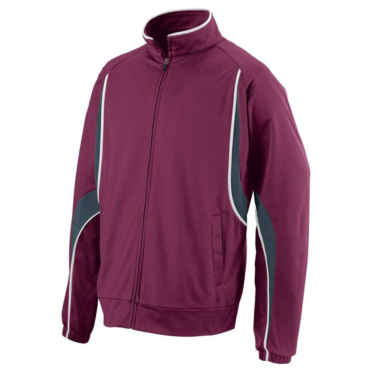 Augusta 7711 Rival Jacket - Youth - Maroon Dark Gray White - HIT a Double