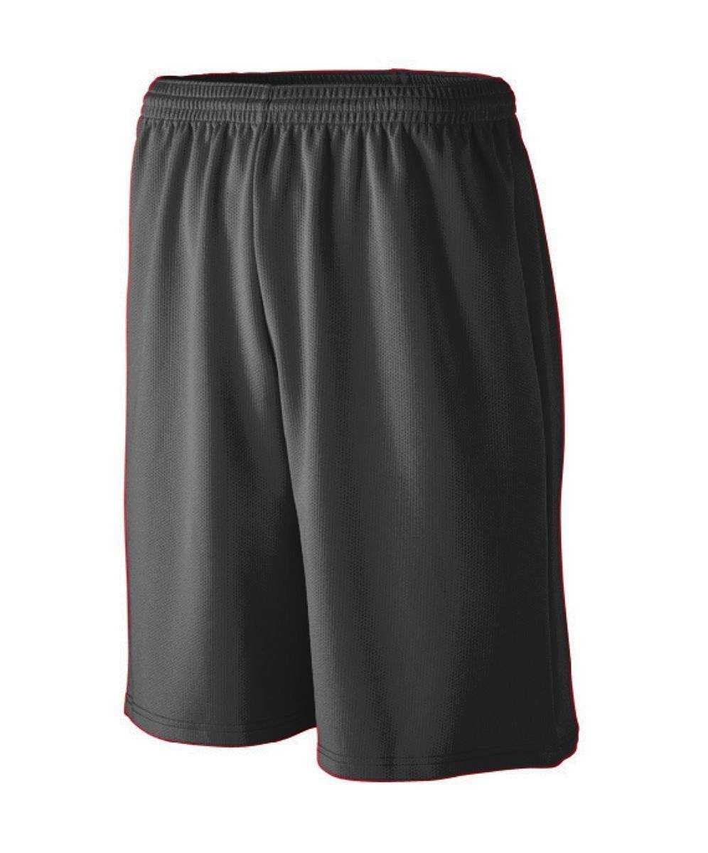 Augusta 809 Longer Length Wicking Mesh Athletic Short - Youth - Black - HIT a Double