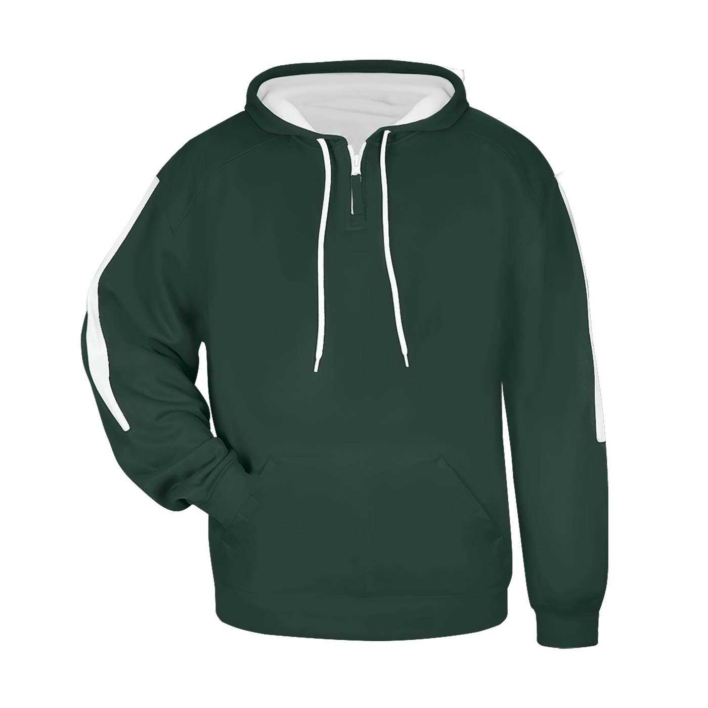 Badger Sport 1456 Sideline Fleece Hoodie - Forest White - HIT a Double - 1