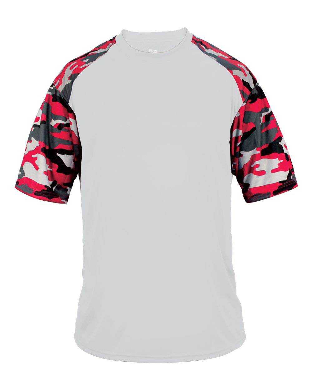 Badger Sport 2141 Camo Sport Youth Tee - White Red Camo - HIT a Double - 1