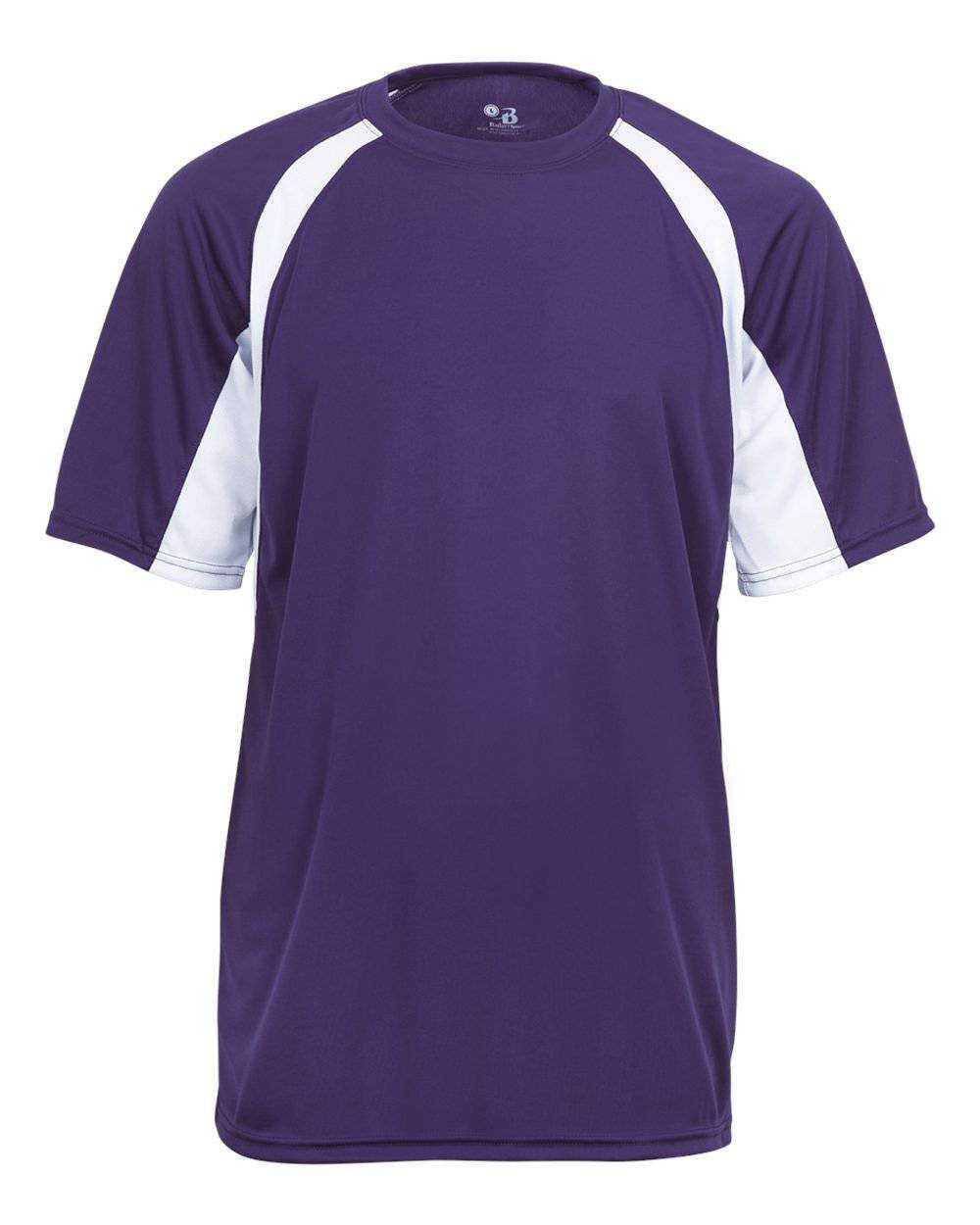Badger Sport 2144 Youth Hook Tee - Purple White - HIT a Double - 1