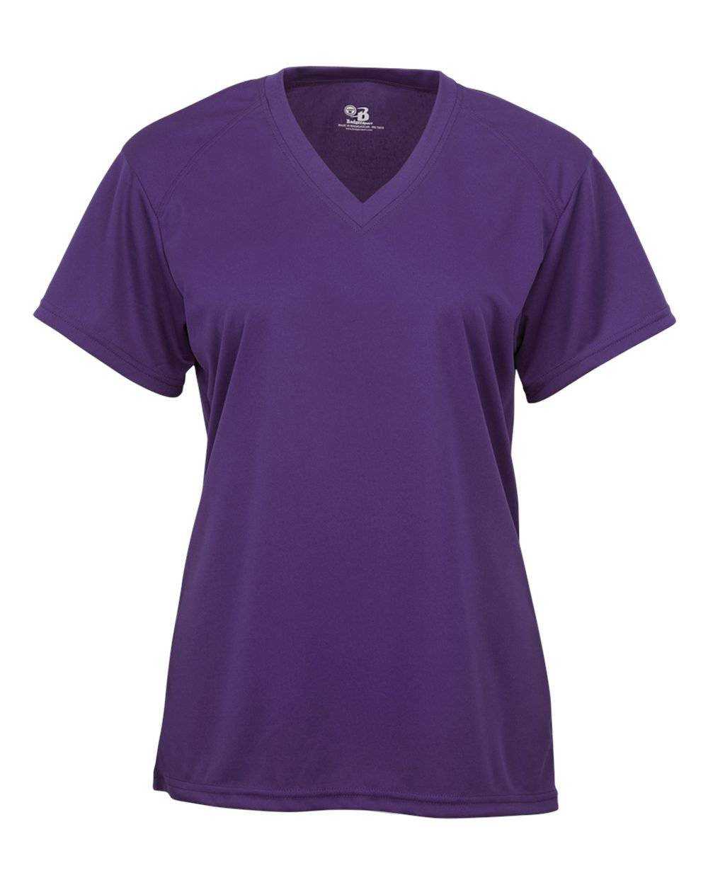 Badger Sport 2162 B-Core Youth V-Neck Tee - Purple - HIT a Double - 1