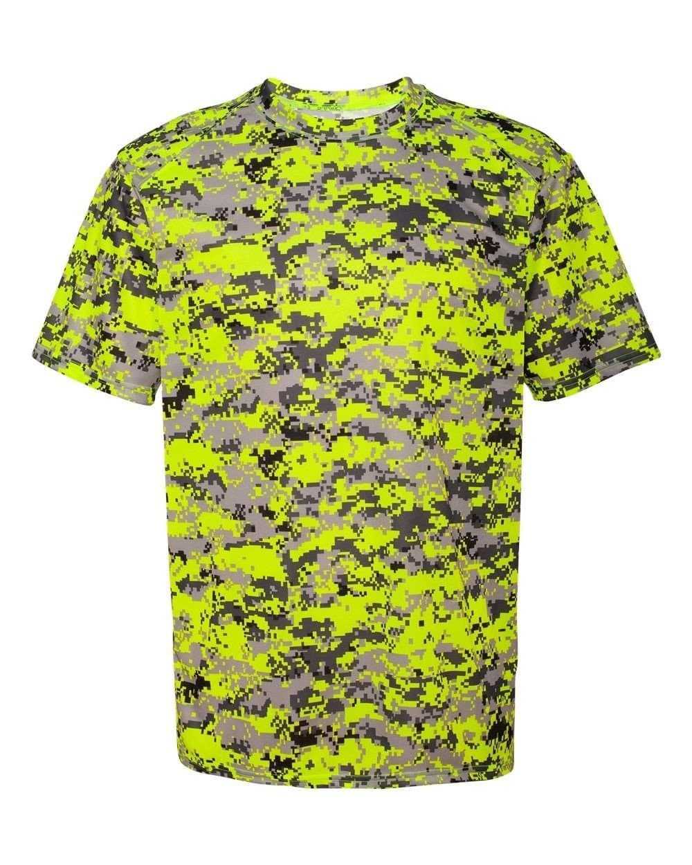 Badger Sport 2180 B-Core Youth Digital Tee - Safety Yellow Digital - HIT a Double - 1
