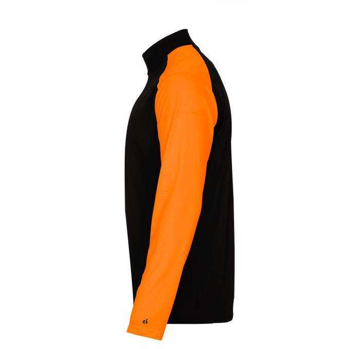 Badger Sport 2231 Breakout Youth 1/4 Zip - Black Safety Orange - HIT a Double - 1