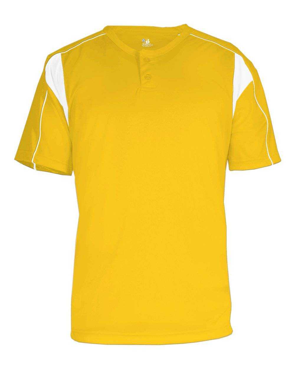 Badger Sport 2937 Youth Pro Placket - Gold White - HIT a Double - 1