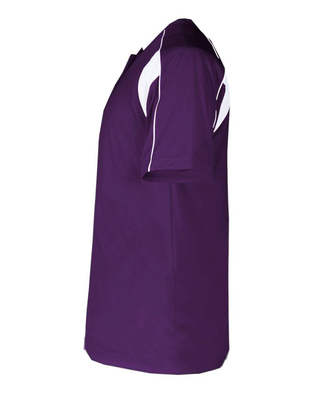 Badger Sport 2937 Youth Pro Placket - Purple White - HIT a Double - 1