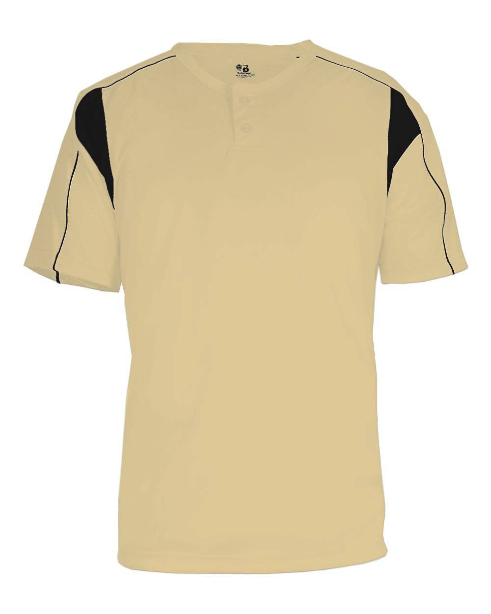 Badger Sport 2937 Youth Pro Placket - Vegas Gold Black - HIT a Double - 1
