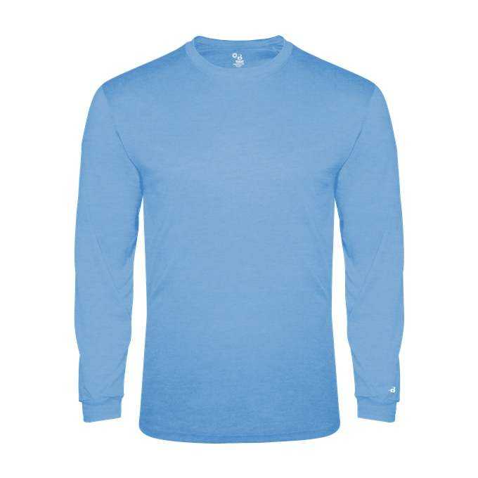 Badger Sport 2944 Tri-Blend Long Sleeve Youth Tee - Columbia Blue Heather - HIT a Double - 1