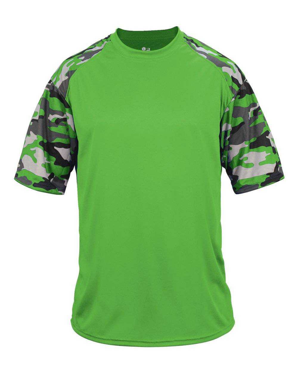 Badger Sport 4141 Camo Sport Adult Tee - Lime Lime Camo - HIT a Double - 1
