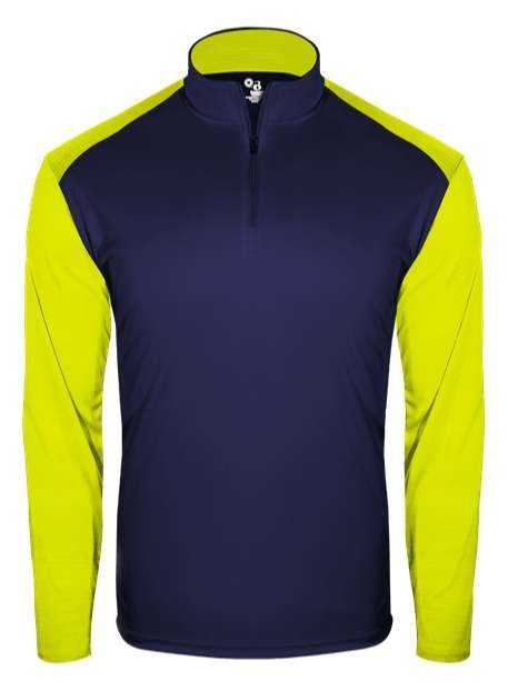Badger Sport 4231 Breakout 1/4 Zip - Navy Safety Yellow - HIT a Double - 1