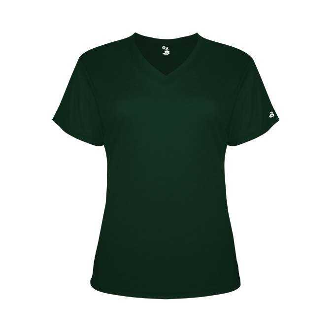 Badger Sport 4962 Tri-Blend Ladies' V-Neck Tee - Forest - HIT a Double - 1