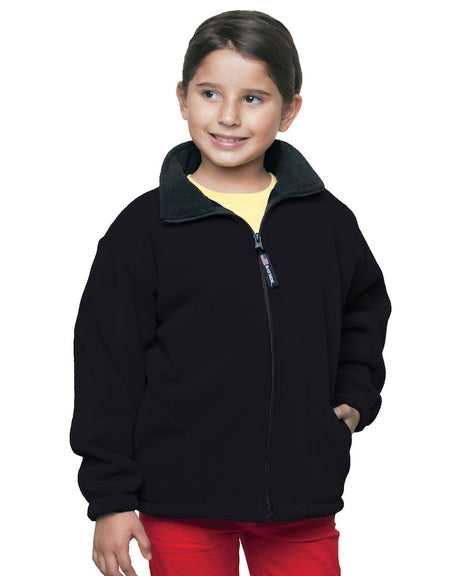 Bayside 1115 Youth USA-Made Full-Zip Fleece Jacket - Black - HIT a Double