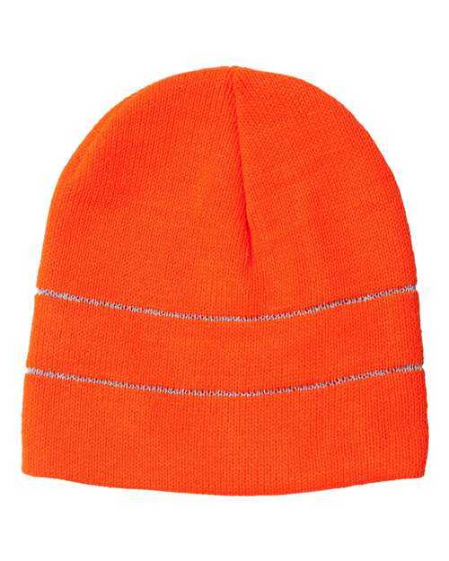 Bayside 3715 USA-Made Safety Knit Beanie with 3M Reflective Thread - Safety Orange Reflective - HIT a Double