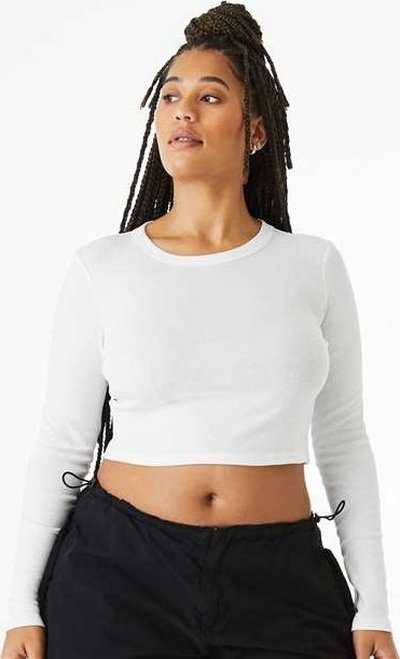 Bella + Canvas 1501 Women's Micro Rib Long Sleeve Baby Tee - Solid White Blend - HIT a Double - 1